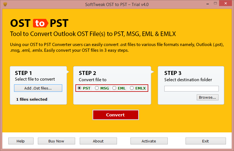 Select format to save OST data